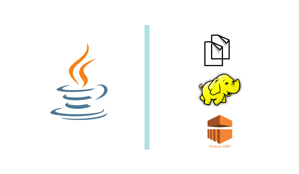 White background showing logos for Java, Hadoop, and amazon EMR